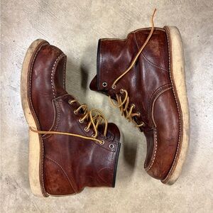 Red Wing Shoes Chestnut Brown Moc Toe Lace-Up Boots